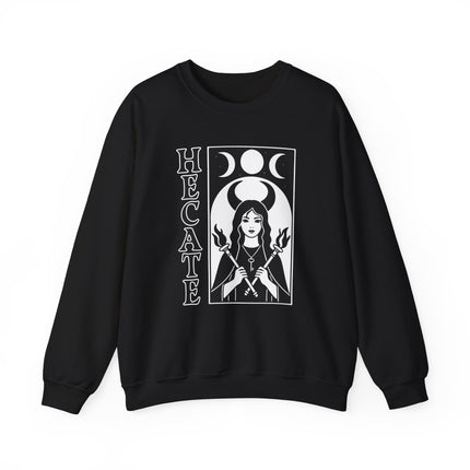 Hecate Goddess Sweatshirt | Triple Moon Witch Torches Key Magic Pullover V1