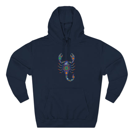 Huichol Scorpion Hoodie | Vibrant Mexican Folk Art Design Pullover Hoodie