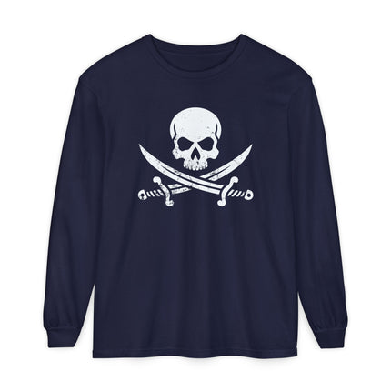 Jolly Roger Long Sleeve T-Shirt | Pirate Skull and Cutlass Graphic Tee
