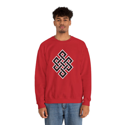 Endless Knot Buddhist Symbol Sweatshirt | Black and White Unisex Pullover V1