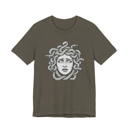 Distressed Medusa T-Shirt | Greek Mythology Gorgon Snake Hair Tee | Head