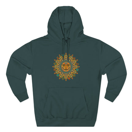 Huichol Sun Hoodie | Colorful Indigenous Mexican Art Pullover Hoodie
