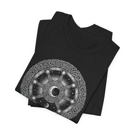 Arianrhod's Silver Wheel T-Shirt - Celtic Mythology Mystic Circle