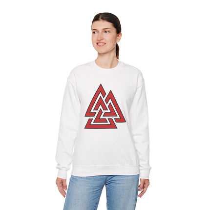 Red Valknut Norse Symbol Sweatshirt | Viking Asgard Symbol Unisex Pullover V1