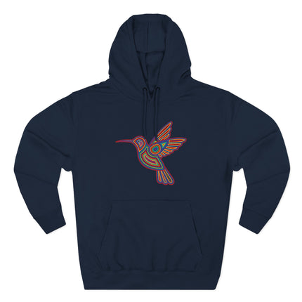 Huichol Hummingbird Art Hoodie | Colorful Indigenous Bird Symbol Pullover Hoodie