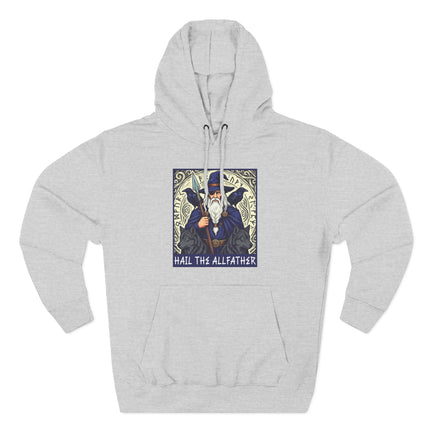 Odin Allfather Norse mythology hoodie featuring runes and "Hail the Allfather.