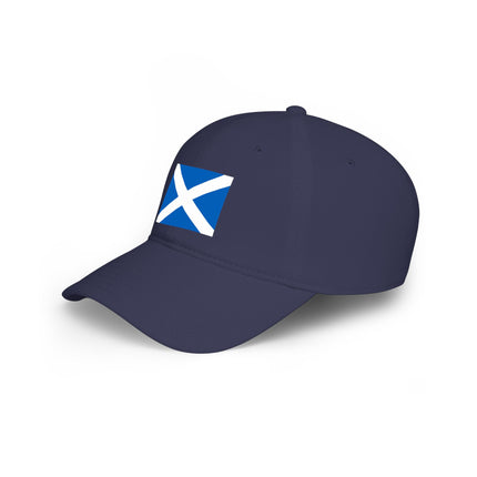 Navy blue baseball cap featuring the white Scottish Saltire (St Andrew's Cross) design.