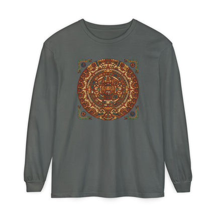 Aztec Calendar T-Shirt | Mesoamerican Sun Stone Art Long Sleeve Tee