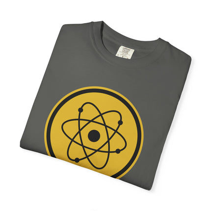 Retro Atomic Symbol Science T-Shirt - Golden Emblem Tee
