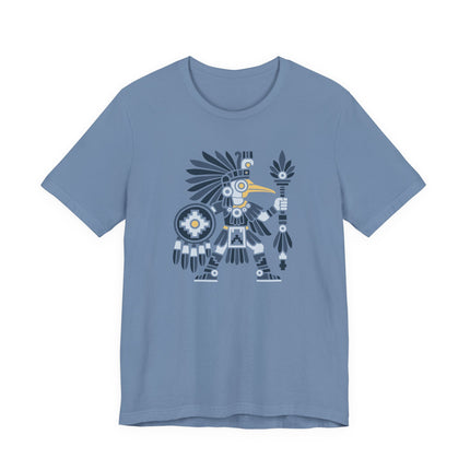 Aztec Hummingbird Warrior T-Shirt | Red and Gold Figure Graphic Tee