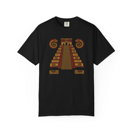 Stepped Pyramid T-Shirt | Red and Gold Mesoamerican Graphic Tee