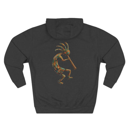 Colorful Kokopelli flute player design with vibrant Southwestern tribal art.