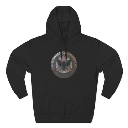 Norse Raven Shield Hoodie - Viking Mythology & Runic Symbols