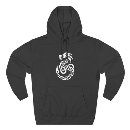 Celtic knotwork dragon graphic on a black unisex hoodie.
