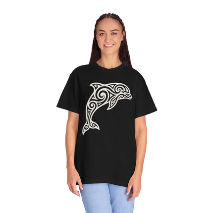 Tribal Dolphin Swirl Art Graphic T-Shirt | Ocean Animal Tee | Comfort Colors