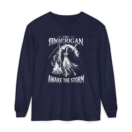 The Morrigan Awake the Storm Long Sleeve T-Shirt | Irish Myth Art