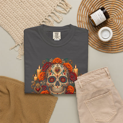 Amor Eterno T-Shirt | Floral Skull and Eternal Love Design