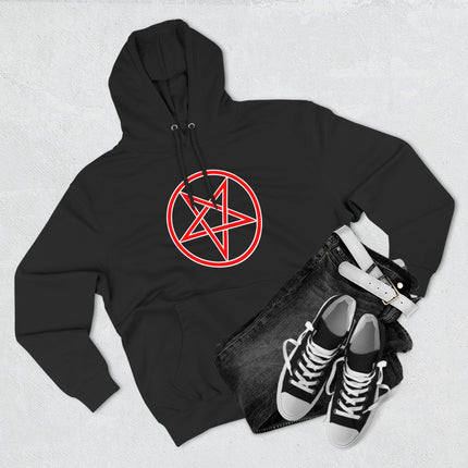 Inverted Pentagram Witchcraft Hoodie | Red Graphic Pentacle Unisex Pullover V5