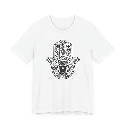 Hamsa hand and Evil Eye protection symbol graphic tee.