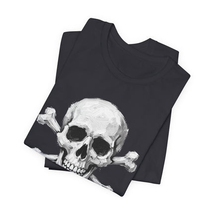 Gothic Skull and Crossbones T-Shirt - Hand-Painted Skeletal Art Tee