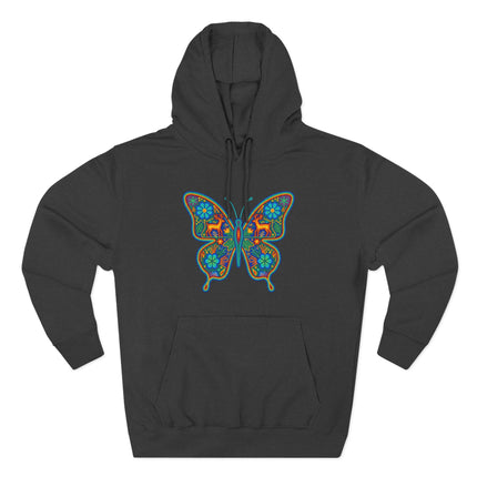 Huichol Butterfly Hoodie | Colorful Mexican Folk Art Indigenous Pullover Hoodie