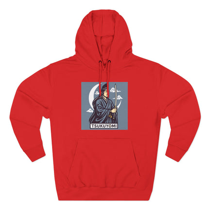 Tsukuyomi Japanese Moon God samurai graphic featuring a katana and celestial motifs.