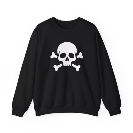 Black gothic pullover featuring a stylized skull and crossbones graphic design.