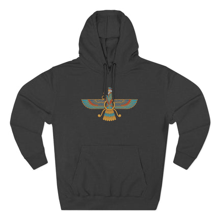 Colorful Faravahar Zoroastrian Hoodie | Ancient Persian Symbol Pullover Hoodie