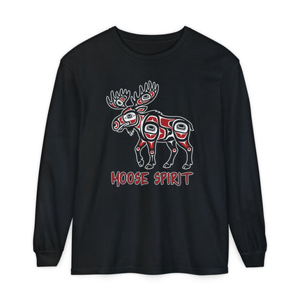 Moose Spirit Long Sleeve T-Shirt | Formline Animal Graphic Tee