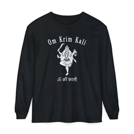 Om Krim Kali Long Sleeve T-Shirt | Hindu Goddess Mantra Design