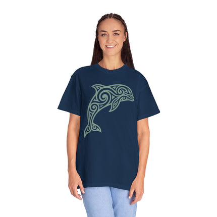 Tribal Dolphin Swirl Art Graphic T-Shirt | Ocean Animal Tee | Comfort Colors