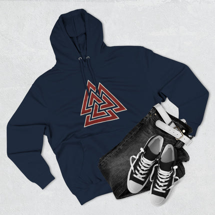 Red Valknut Viking Symbol Hoodie | Norse Mythology Graphic Pullover Hoodie