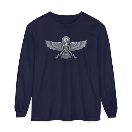 Etched Faravahar Long Sleeve T-Shirt | Persian Symbol Graphic Tee