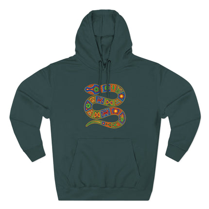 Colorful Huichol Naaye Snake Hoodie | Indigenous Mexican Folk Art Pullover Hoodie