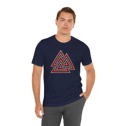 Red Valknut Viking Symbol T-Shirt | Norse Mythology Graphic Tee