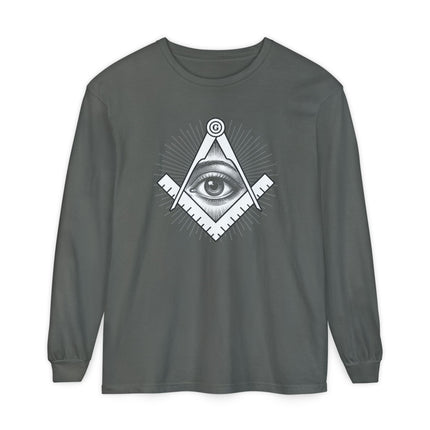 Square and Compasses Eye Long Sleeve T-Shirt | Masonic Graphic Tee