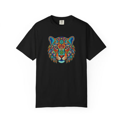 Psychedelic Huichol Jaguar Graphic T-Shirt | Colorful Mexican Art Tee