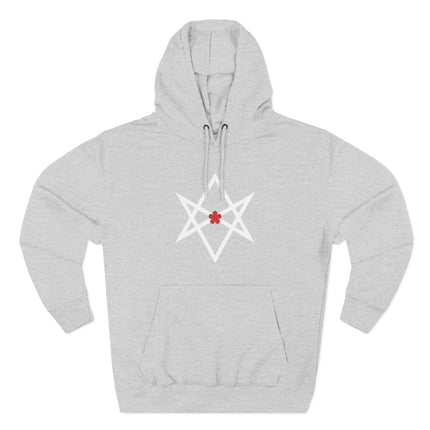 Unicursal Hexagram Hoodie | Thelemic Red Flower Unisex Pullover V2