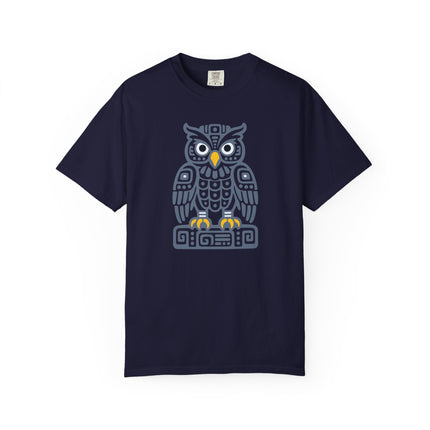 Mayan Owl T-Shirt | Warm Geometric Mesoamerican Bird Graphic Tee