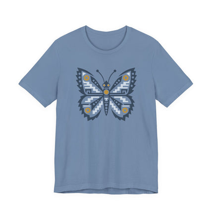 Aztec Butterfly T-Shirt | Red and Teal Geometric Wing Design Tee