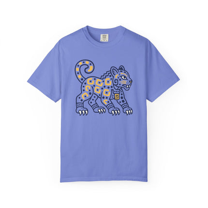 Mayan Jaguar T-Shirt | Turquoise Mesoamerican Animal Graphic Tee