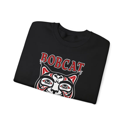 Bobcat Spirit Native American art design printed on an indigenous animal pullover sweatshirt.