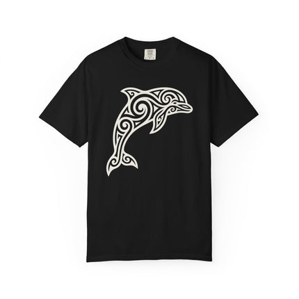 Tribal Dolphin Swirl Art Graphic T-Shirt | Ocean Animal Tee | Comfort Colors