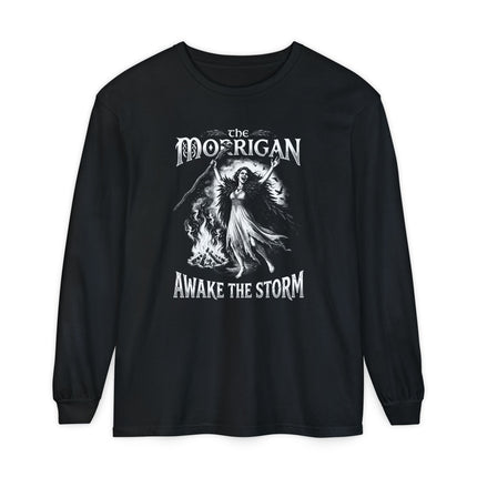 The Morrigan Awake the Storm Long Sleeve T-Shirt | Irish Myth Art