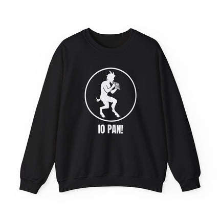 Unisex sweatshirt featuring IO PAN! God Satyr graphic print for Thelema enthusiasts and occult fans.