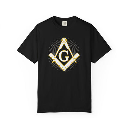 Masonic Square and Compass Black Graphic T-Shirt | Sacred Geometry Tee