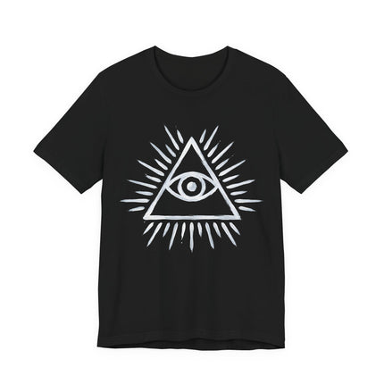 Black t-shirt featuring the All-Seeing Eye of Providence in a triangle design.