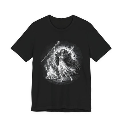 The Morrigan Witch T-Shirt | Celtic Goddess Raven Bonfire Ritual Tee