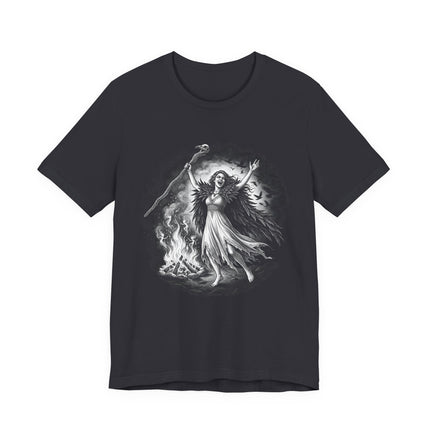 The Morrigan Witch T-Shirt | Celtic Goddess Raven Bonfire Ritual Tee
