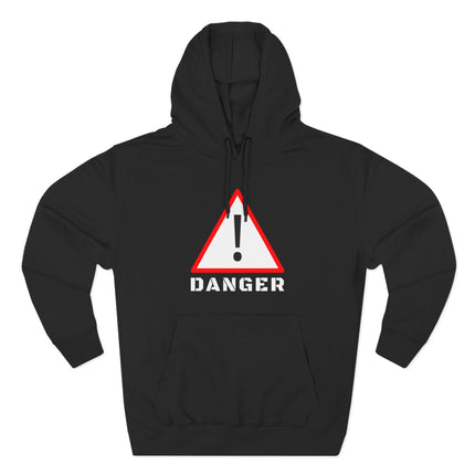 Black hoodie featuring a red warning triangle and the bold word DANGER graphic.